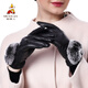 稻草人女士觸屏綿羊皮手套秋冬款開車騎行加絨加厚防風(fēng)防水保暖 【可愛(ài)毛球】禮盒裝 中號(hào)