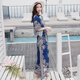 西子美麗心情春季新款女短袖印花連衣裙泰國民族風(fēng)蝙蝠裙波西米亞長(cháng)裙度假沙灘裙 圖片色 YZ18A167 L