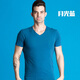 皮爾卡丹（pierre cardin）內衣男士彈力棉修身打底無(wú)痕半袖短袖V領(lǐng)打底長(cháng)絨棉棉質(zhì)打底T恤衫 P552969月光藍 XL-175/100