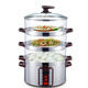 SANMSIE 電蒸鍋家用多功能透明玉米蒸鍋不銹鋼商用大容量32cm蒸籠電火鍋多用途鍋蒸包子饅頭智能預約保溫 透明款32cm（底鍋+3層）