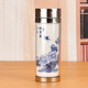 沉弗陶瓷保溫杯景德鎮(zhèn)陶瓷內(nèi)膽雙層保溫杯水杯帶茶杯便攜杯子休閑運(yùn)動 藍(lán)牡丹