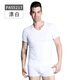 皮爾卡丹（pierre cardin）內衣男士彈力棉修身打底無(wú)痕半袖短袖V領(lǐng)打底長(cháng)絨棉棉質(zhì)打底T恤衫 PA55217白色 L-170/95