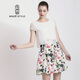 名師路雪紡假兩件拼接印花連衣裙夏裝百搭修身顯瘦高腰a字裙中長(cháng)款 紫色63 L