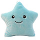 萌萌豬 七彩音樂(lè )發(fā)光抱枕夢(mèng)幻五角星星公仔創(chuàng  )意夜光毛絨玩具生日禮物女生 星星藍色 發(fā)光款（30厘米）