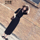 丹珠娜雪紡連衣裙女赫本長(zhǎng)裙2024秋季新款女裝韓版法式黑色開(kāi)叉長(zhǎng)裙子女 黑色 XL