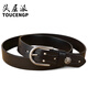 TOUCENGP女士真皮皮帶頭層純牛皮褲腰帶女百搭韓版時(shí)尚牛仔鉚釘裝飾ins風(fēng) 黑色 110cm 體重125-135/褲碼32-33