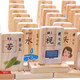 木制積木100粒漢字多米諾骨牌兒童動(dòng)手動(dòng)腦智力玩具1-2-3一6周歲寶寶數字識字 100片雙面漢字多米諾