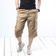 BORURZ夏季薄款寬松短褲男七分休閑加肥加大碼肥佬胖子7分工裝褲子 卡其色 2XL（適合170~190斤）