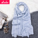 繼方絲巾女春秋款棉麻圍巾夏季純色旅游防曬沙灘巾空調披肩兩用女士亞麻圍巾圍脖 淺藍
