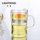 明尊（LIGHTKING）泡茶杯茶壺 耐熱玻璃花茶杯 飄逸杯茶水分離杯 帶內(nèi)膽個人水杯 S'007【400ml】