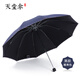 天堂傘超大雙人三折雨傘折疊商務(wù)傘加固納米拒水一甩干太陽(yáng)傘廣告傘logo 藏青色（黑膠升級款）