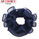 AiChoice優(yōu)雅仿緞發(fā)圈韓國成人發(fā)繩頭繩氣質(zhì)布藝粗頭飾盤(pán)發(fā)女大號頭花 深藍色