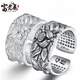 富貴鹿 足銀蓮花開(kāi)口心經(jīng)銀戒指 食指單身潮泰銀男女款復古首飾品 足銀心經(jīng)戒指復古色
