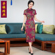 華族經(jīng)典華族經(jīng)典真絲香云紗旗袍女夏中長(cháng)款復古日常旗袍新款現代 花色 S