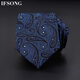 IFSONG桑蠶絲正裝領(lǐng)帶男士職業(yè)上班學(xué)生真絲西裝商務(wù)結婚拉鏈免打禮盒裝 深藍腰果花紋(手打)KZH178A