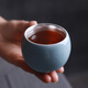 極友茗 五大名窯99純銀茶杯手工陶瓷鎏銀品茗杯功夫茶具單杯鑲銀主人杯汝窯哥窯官窯鈞窯定窯杯 官窯鎏銀杯