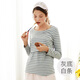 米度麗哺乳衣外出長(cháng)袖上衣春夏裝時(shí)尚產(chǎn)后喂奶衣秋裝打底衫哺乳T(mén)恤春夏 長(cháng)袖款-灰底白條 L碼（建議100-140斤左右）
