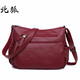 北狐媽媽包包女中老年牛皮真皮單肩斜挎包牛皮女多層簡(jiǎn)約百搭斜跨女包 紅色