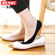 本曲夏天襪子船襪女士純棉隱形床襪淺口夏季薄款襪托不掉跟襪底黑色