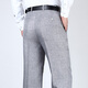 夏季薄款中年男士西褲男桑蠶絲加大碼 夏裝正裝褲男褲休閑西裝褲爸爸褲 8877淺麻灰無(wú)褶 32二尺五腰圍