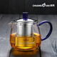 創(chuàng)典（CHUANGDIAN）耐熱玻璃茶壺小號加厚透明泡茶壺過濾花茶壺沏茶泡茶杯400ml 藍(lán)色