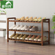 森特瑪 簡(jiǎn)易鞋架鞋柜實(shí)木收納架多層家用組裝置物架鞋架子 三層90長(cháng) 炭燒色