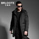 Brloote/巴魯特男士加厚羽絨服 中長款連帽休閑羽絨衣 冬裝 黑色 165/88A