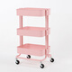木輪拉斯克手推車(chē)廚房落地置物架多層蔬菜不銹鋼架子浴室衛生間收納架 粉紅色