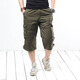 BORURZ夏季薄款寬松短褲男七分休閑加肥加大碼肥佬胖子7分工裝褲子 軍綠色 L（適合130~150斤）