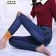 獅子聰牛仔褲女修身彈力小腳中腰鉛筆長(cháng)褲 加絨款深藍色 28