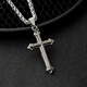 多多洛 火焰鈦鋼項鏈搭配龍骨鏈男霸氣吊墜男士歐美個(gè)性潮掛墜配飾品送男友韓版生日禮物 7#雙重十字（搭配龍骨鏈）-X009