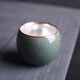 極友茗 五大名窯99純銀茶杯手工陶瓷鎏銀品茗杯功夫茶具單杯鑲銀主人杯汝窯哥窯官窯鈞窯定窯杯 哥窯鎏銀杯