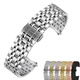 世輝鋼表帶適用于阿瑪尼CK摩紋摩凡陀勞力士梅花帝舵英納格雪鐵納飛亞達依波路精鋼帶金屬手表帶鋼表鏈 銀色弧口款 接口寬度19MM