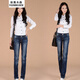 獅子聰2025夏秋女裝牛仔褲新款韓版中腰修身彈力直筒褲 8029深藍 29碼(2.2尺)