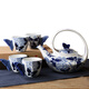 LICHEN 景德鎮陶瓷茶具 青花瓷器手繪擺件 釉下彩茶壺茶杯組合裝 蝴蝶四杯一壺 5件