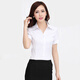 瑧鳥(niǎo)夏季短袖白襯衫女面試通勤修身大學(xué)生職業(yè)正裝斜紋翻領(lǐng)襯衣1760 白色 L