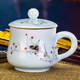 陶沁泉陶瓷杯茶杯水杯杯子帶蓋景德鎮(zhèn)辦公杯骨瓷茶具山水中式仿古復(fù)古 春華秋實(shí)320毫升