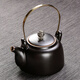 杰藝仿古茶壺提梁壺陶瓷復古泡茶器家用銅把單壺 粗陶過(guò)濾茶水壺 日式手工功夫茶具泡茶壺水壺 古陶【茶壺】圓梁壺黑禪