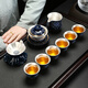 器美優(yōu)品 景德鎮青花鎏銀功夫茶具套裝創(chuàng  )意999銀蓋碗茶杯整套高端禮盒裝 1款鎏銀蓋碗暗鄉浮動(dòng)茶具10件