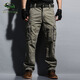 季言重磅美式工裝褲男寬松迷彩褲子男春季休閑褲男長(cháng)褲多口袋戰術(shù)褲潮 灰綠色 34