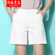 韓依索絲高腰短褲女夏薄款韓版休閑褲女褲2025寬松五分熱褲新款A字闊腿褲 白色 XL