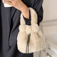 LGLOIV包包女新款毛絨絨包女時(shí)尚手提單肩包毛毛絨絨斜挎水桶包女 米色