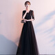 麥斯貝思氣質(zhì)晚禮服女宴會(huì )高貴優(yōu)雅長(cháng)款黑色名媛年會(huì )禮服裙顯瘦大合唱團 黑色1 2XL