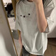 花語志短袖女寬松潮流t恤新款2025年夏季女裝顯瘦遮肚百搭圓領半袖上衣 字母貓爪寬松短袖【花灰色】 L 【建議100-120斤】