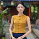 玉家人西雙版納傣裝新中式國風(fēng)改良馬甲上衣女裝裙子兩件套工作服 上衣 M
