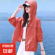 短款防曬服女2025新款寬松休閑運(yùn)動百搭純色學(xué)生夏季薄開衫短外套 3212銹紅 L 【建議110斤-120斤】