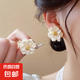 S925銀針山茶花耳釘花朵白色設(shè)計耳環(huán)法式2025新款氣質(zhì)耳飾甜美女 山茶花白色花朵耳釘
