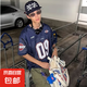 美式V領(lǐng)數(shù)字印花棒球服球衣短袖T恤夏季男女寬松運(yùn)動(dòng)復(fù)古上衣 藏藍(lán)色 薄款 3XL