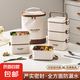 不銹鋼保溫飯盒上班族學(xué)生微波爐加熱專用大容量帶飯分隔便當(dāng)餐盒 米白色【食用級不銹鋼】 加厚【四層套裝】配餐具+保溫袋