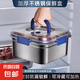 【網(wǎng)紅品】不銹鋼保鮮盒加厚帶蓋子全密封冰箱收納盒戶外便當(dāng)飯盒 熱賣【大號(hào)】藍(lán)色1800ml